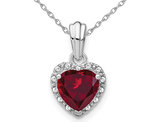 1.20 Carat (ctw) Lab-Created Ruby Heart Pendant Necklace in Sterling Silver with Chain